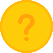 Yellow circle with question mark, symbolizing uncertainty or curiosity.