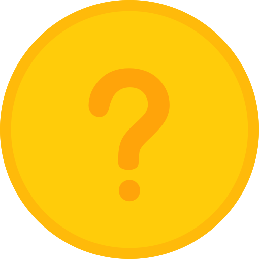 Yellow circle with question mark, symbolizing uncertainty or curiosity.